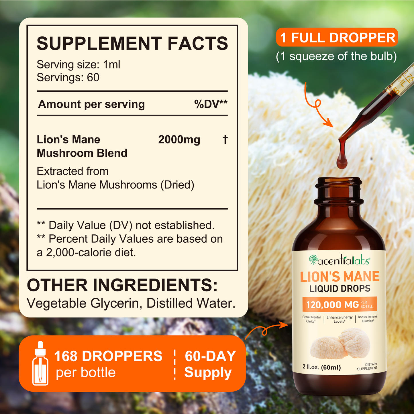 Extract de coamă de leu • Picături lichide