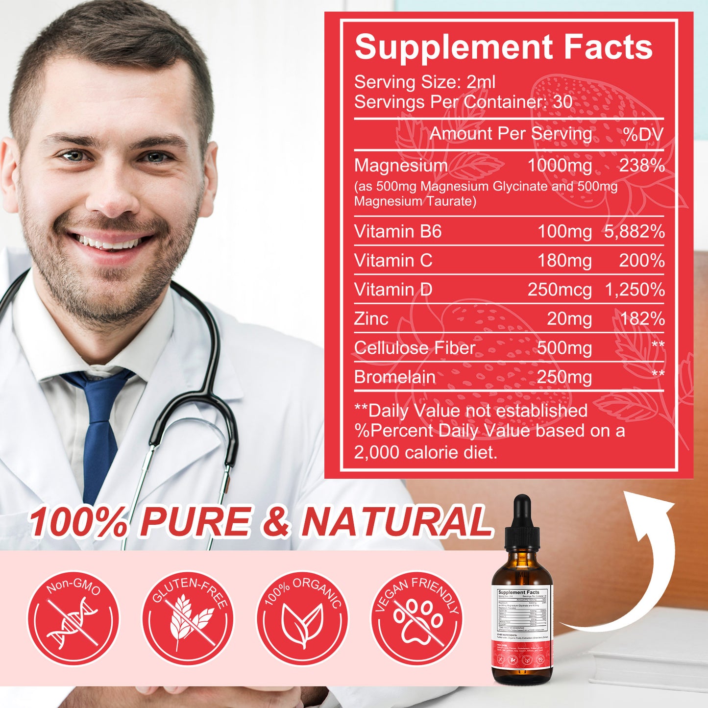 Magneziu • Picături lichide • Căpșuni